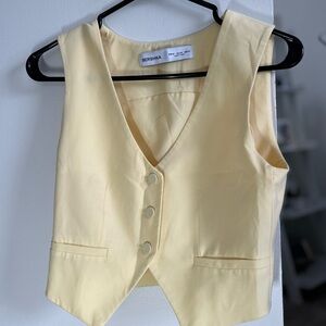Bershka Pastel Yellow Sleeveless Top